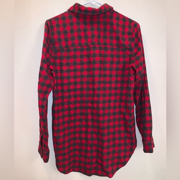 (S) NWOT Treasure & Bond Red/Black Plaid/Flannel Button Down Long Sleeve Tee - Picture 2 of 4